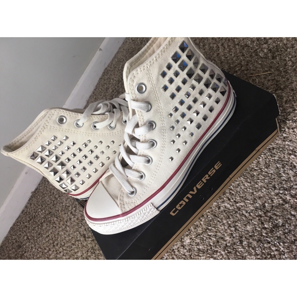 Women’s Cream studded high  top converses